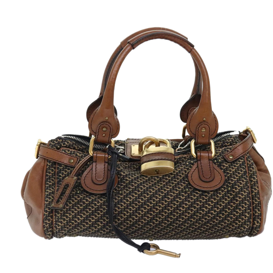 Chloe Paddington Hand Bag Leather Cotton Brown am6914