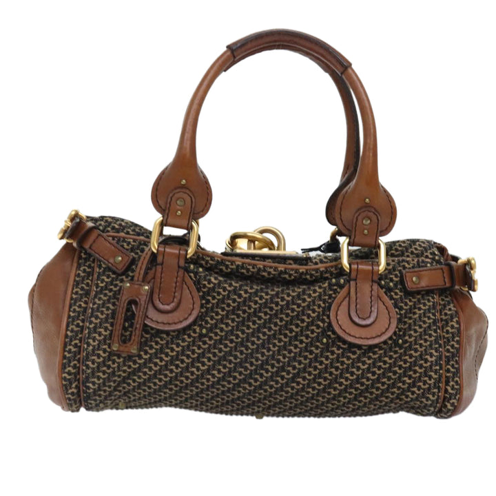 Chloe Paddington Hand Bag Leather Cotton Brown am6914