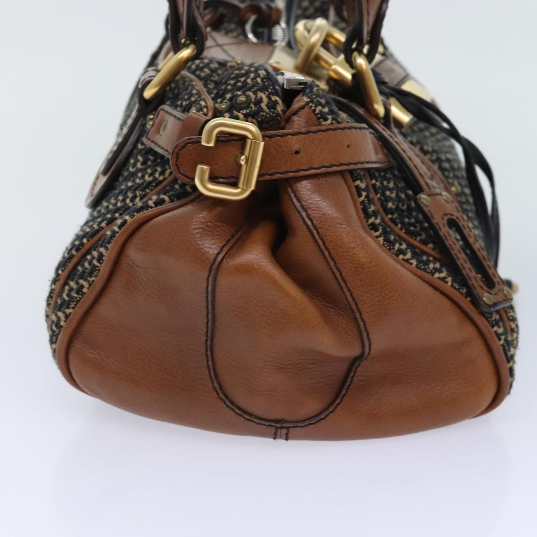 Chloe Paddington Hand Bag Leather Cotton Brown am6914