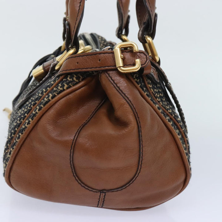 Chloe Paddington Hand Bag Leather Cotton Brown am6914