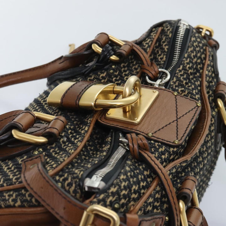 Chloe Paddington Hand Bag Leather Cotton Brown am6914