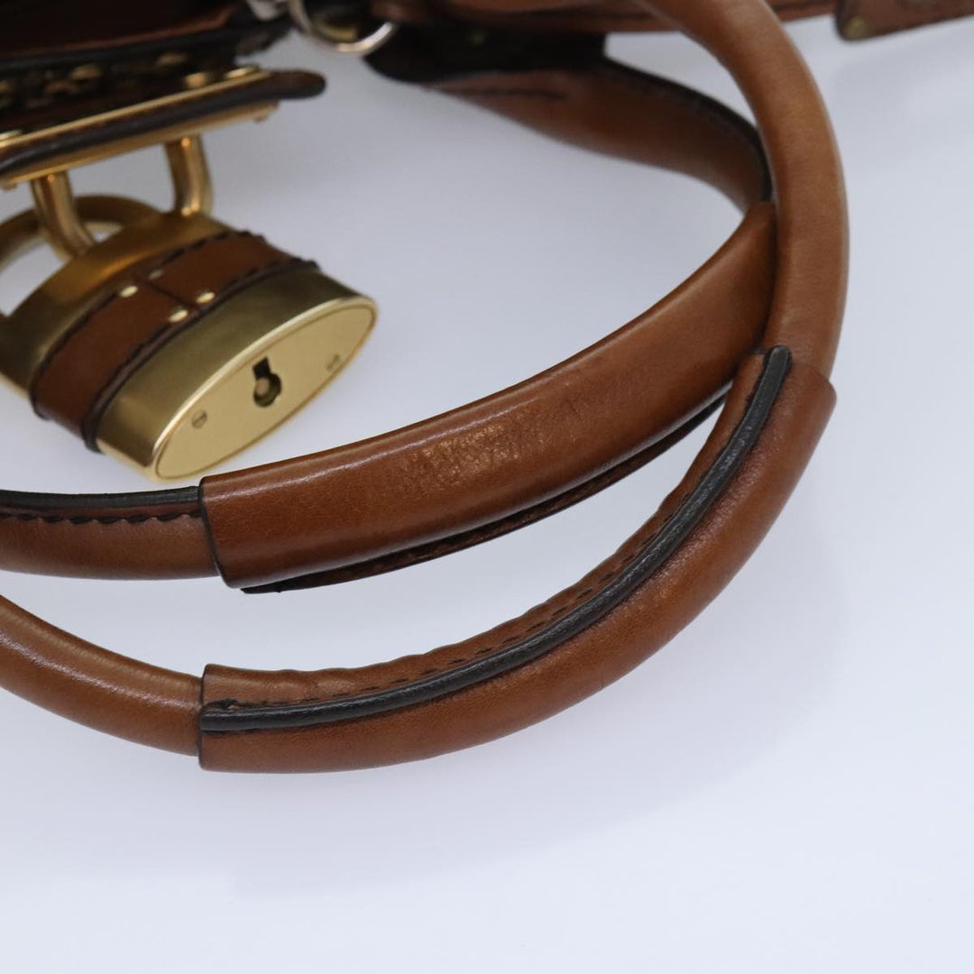 Chloe Paddington Hand Bag Leather Cotton Brown am6914