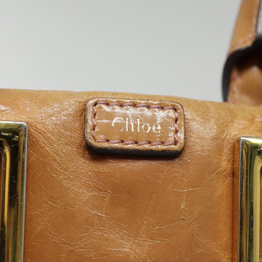 Chloe Etel Shoulder Bag Leather 2way Brown Gold am6916
