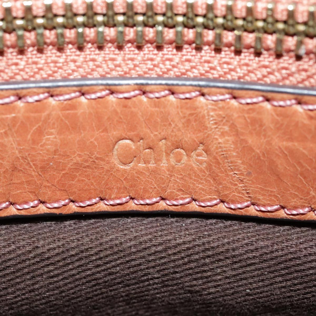Chloe Etel Shoulder Bag Leather 2way Brown Gold am6916