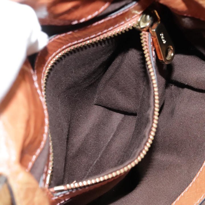Chloe Etel Shoulder Bag Leather 2way Brown Gold am6916