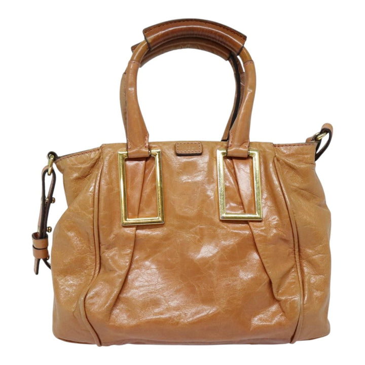 Chloe Etel Shoulder Bag Leather 2way Brown Gold am6916