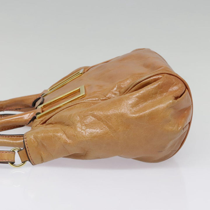 Chloe Etel Shoulder Bag Leather 2way Brown Gold am6916