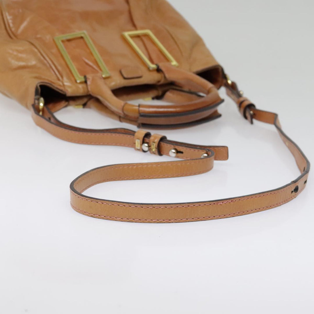Chloe Etel Shoulder Bag Leather 2way Brown Gold am6916