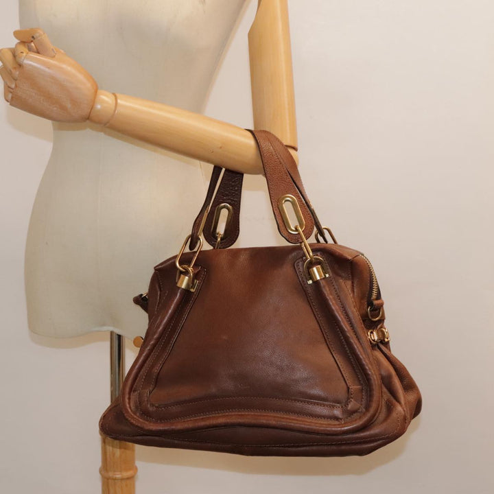 Chloe Paraty Hand Bag Leather Brown am6920