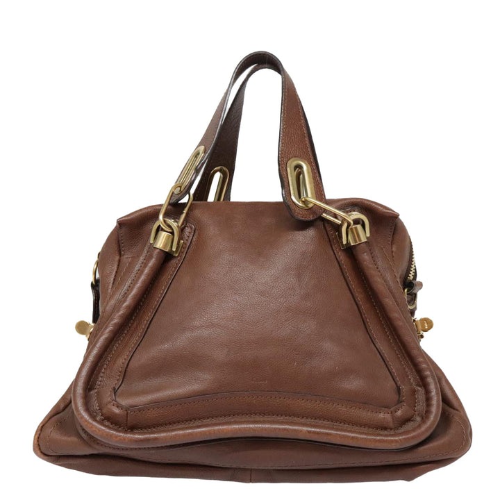 Chloe Paraty Hand Bag Leather Brown am6920