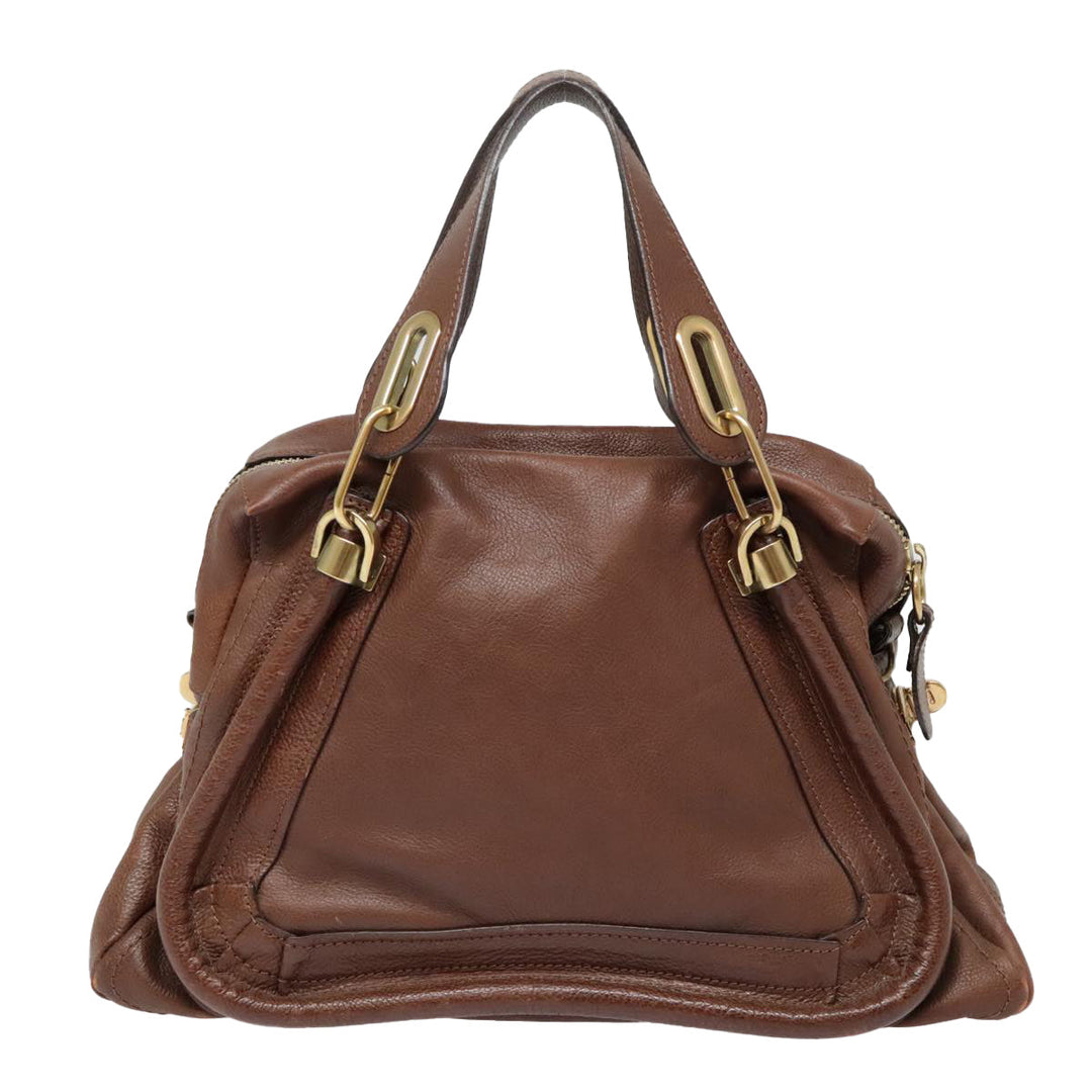 Chloe Paraty Hand Bag Leather Brown am6920