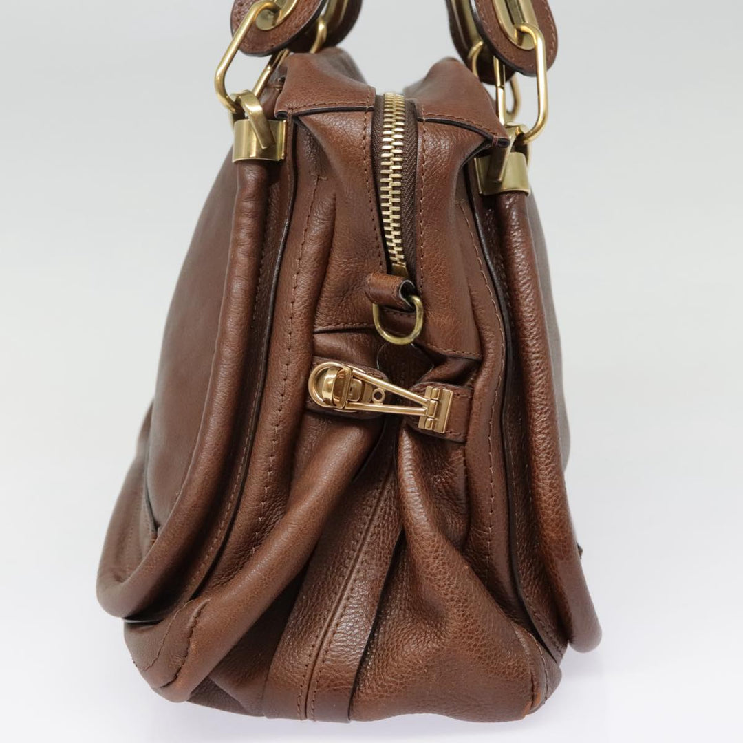 Chloe Paraty Hand Bag Leather Brown am6920