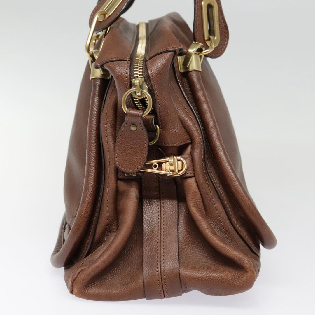 Chloe Paraty Hand Bag Leather Brown am6920