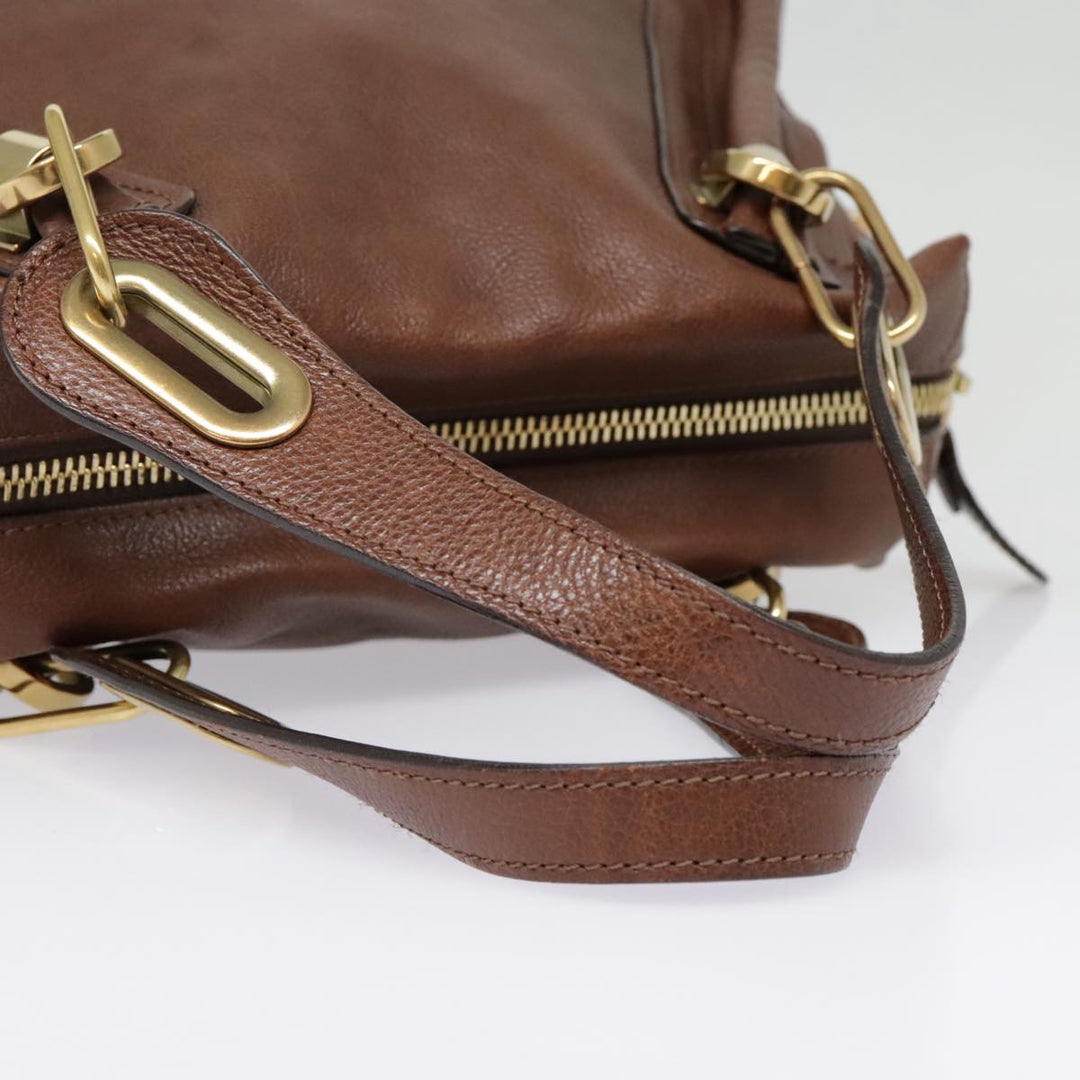 Chloe Paraty Hand Bag Leather Brown am6920