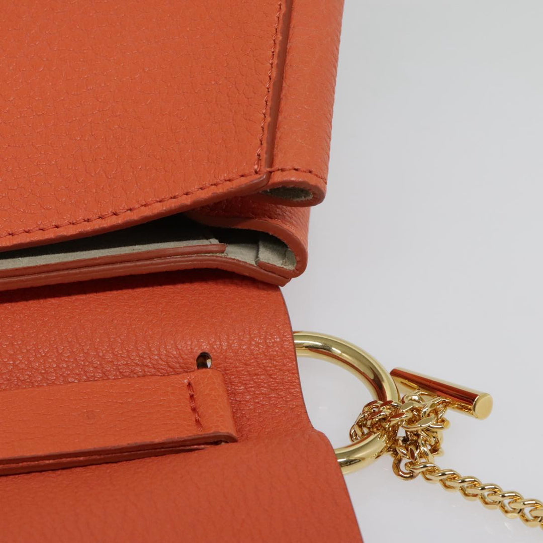 Chloe Chain Drew Shoulder Bag Leather Orange Gold am6946A