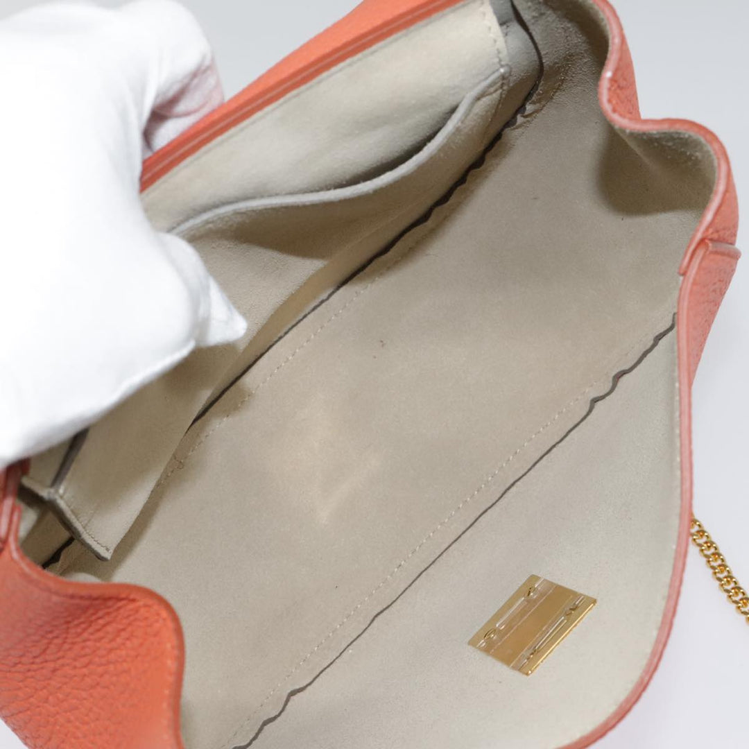 Chloe Chain Drew Shoulder Bag Leather Orange Gold am6946A