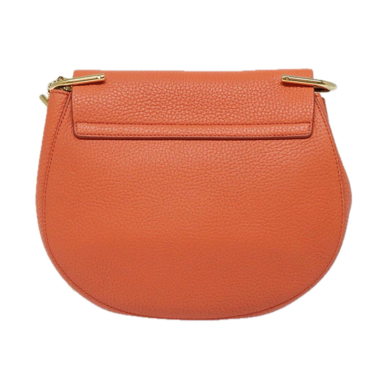 Chloe Chain Drew Shoulder Bag Leather Orange Gold am6946A