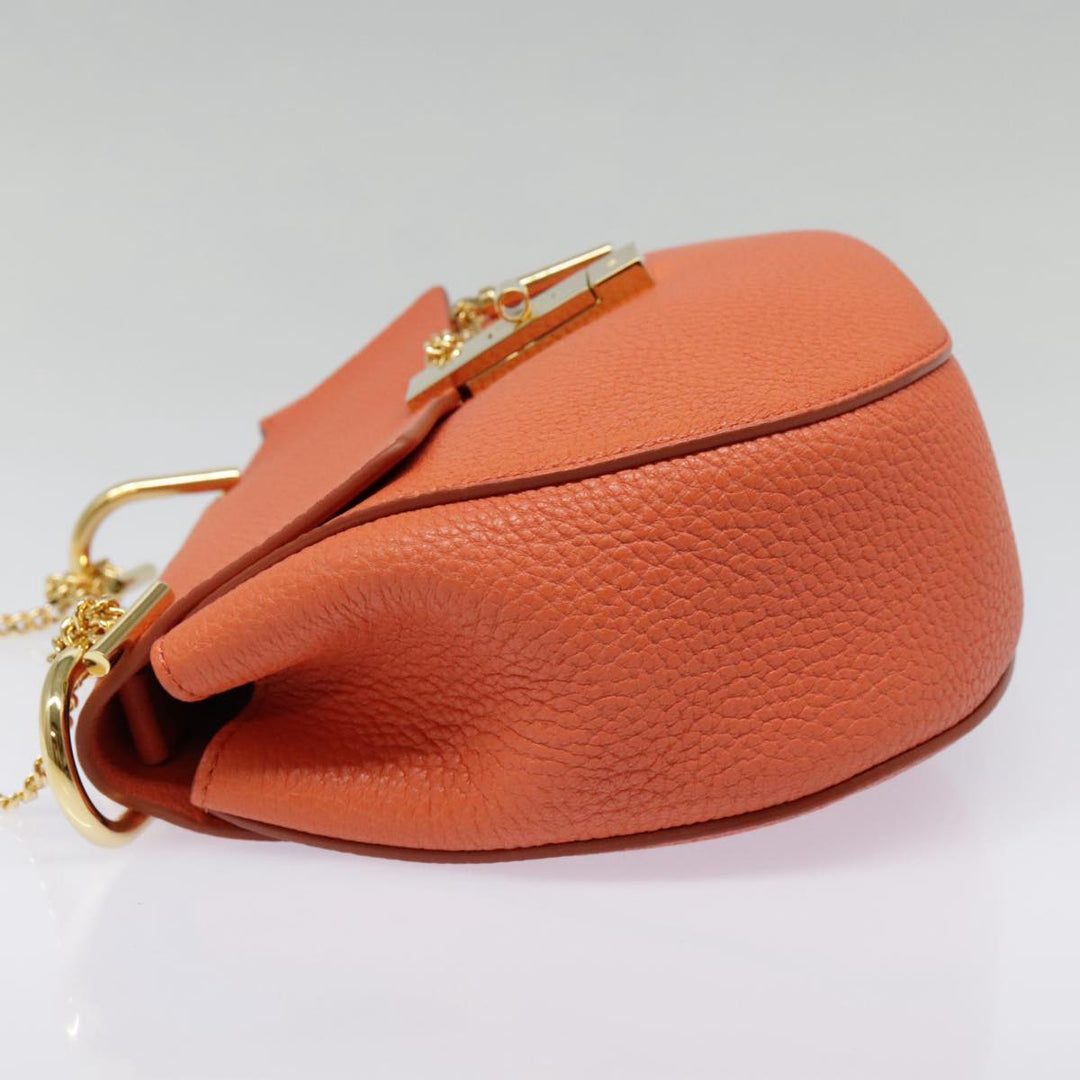 Chloe Chain Drew Shoulder Bag Leather Orange Gold am6946A