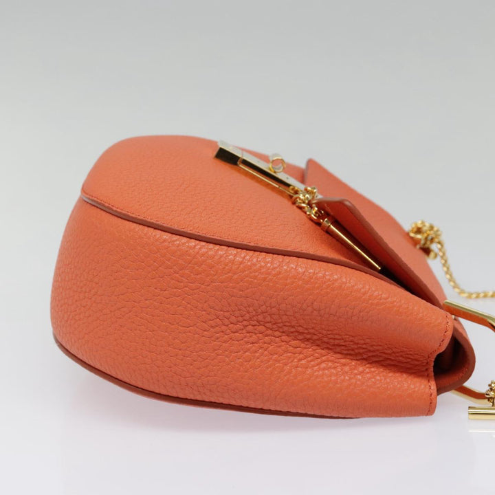 Chloe Chain Drew Shoulder Bag Leather Orange Gold am6946A