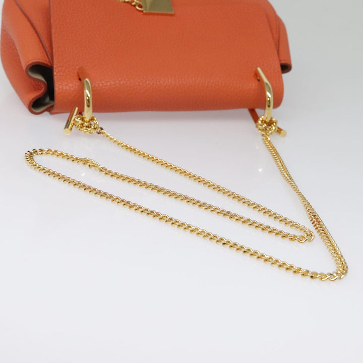 Chloe Chain Drew Shoulder Bag Leather Orange Gold am6946A