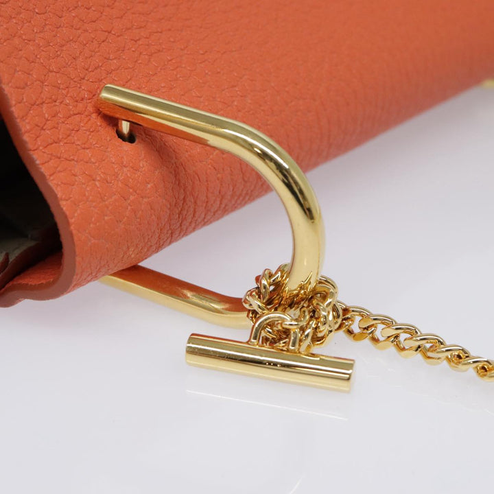 Chloe Chain Drew Shoulder Bag Leather Orange Gold am6946A