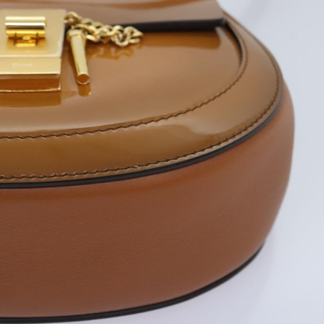 Chloe Drew Hand Bag Enamel 2way Brown Gold am6981