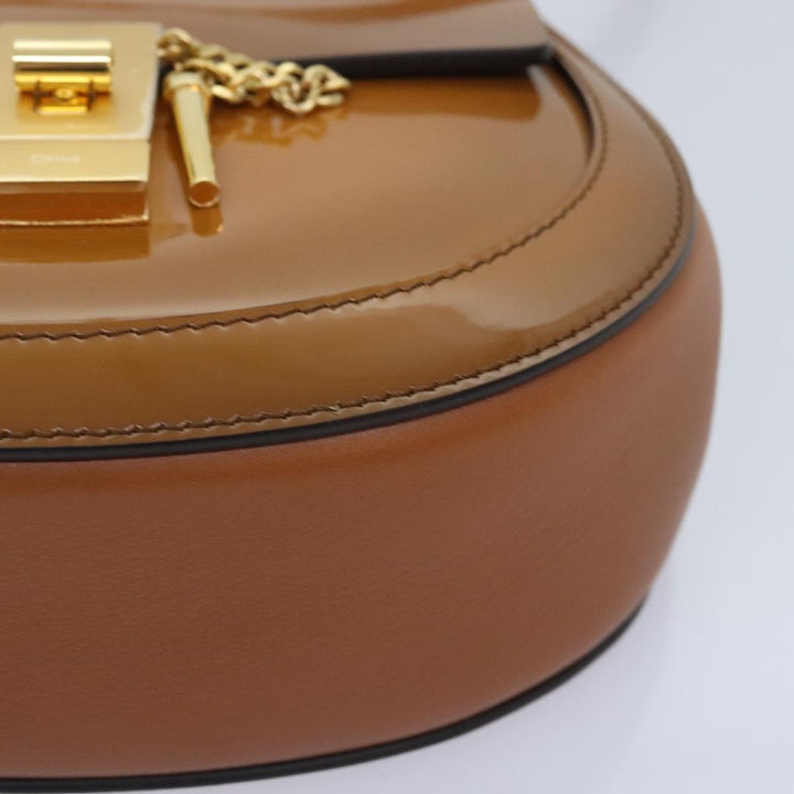 Chloe Drew Hand Bag Enamel 2way Brown Gold am6981