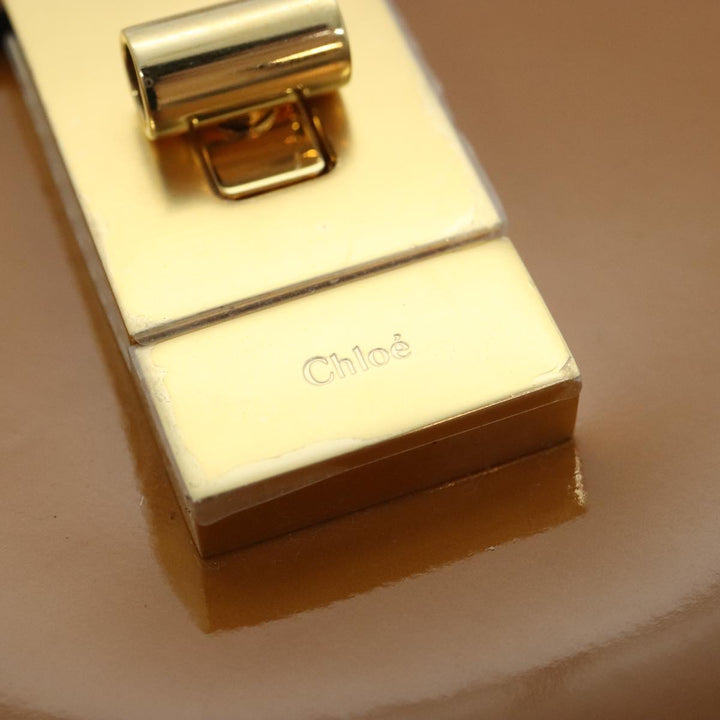Chloe Drew Hand Bag Enamel 2way Brown Gold am6981