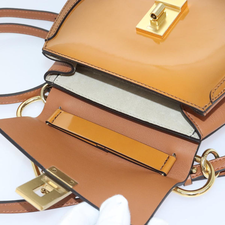 Chloe Drew Hand Bag Enamel 2way Brown Gold am6981