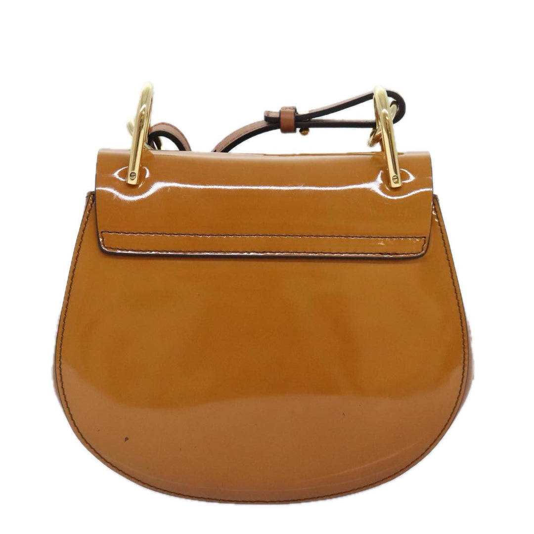 Chloe Drew Hand Bag Enamel 2way Brown Gold am6981