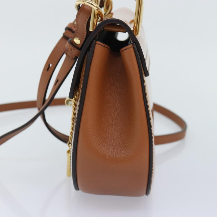 Chloe Drew Hand Bag Enamel 2way Brown Gold am6981