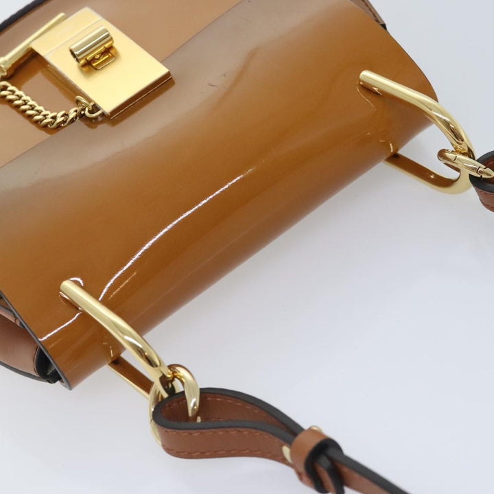 Chloe Drew Hand Bag Enamel 2way Brown Gold am6981