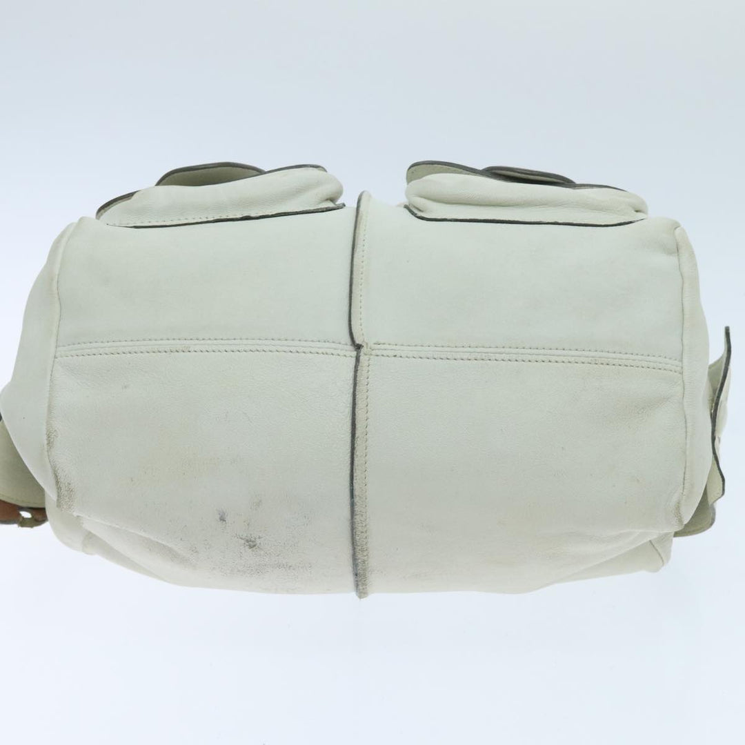 Chloe Hand Bag Leather 2way White Gold am7014
