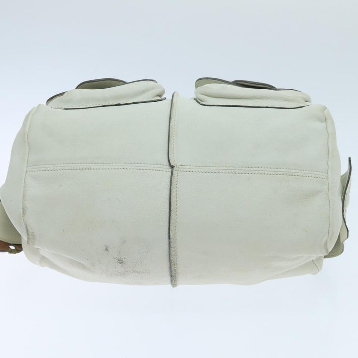 Chloe Hand Bag Leather 2way White Gold am7014