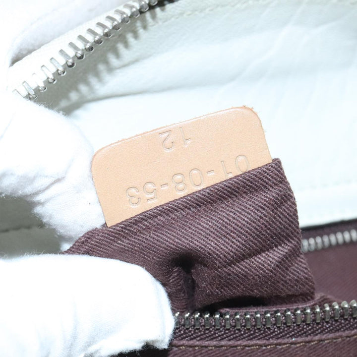 Chloe Hand Bag Leather 2way White Gold am7014
