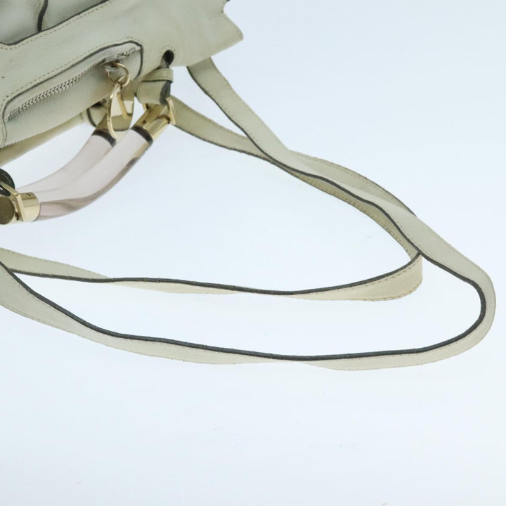 Chloe Hand Bag Leather 2way White Gold am7014