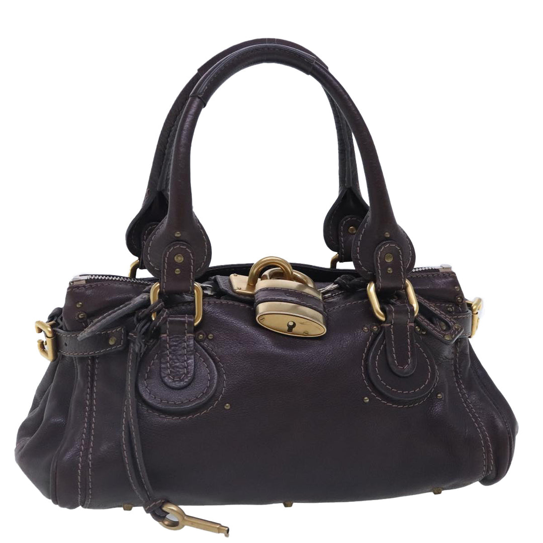 Chloe Paddington Hand Bag Leather Brown Gold am7032