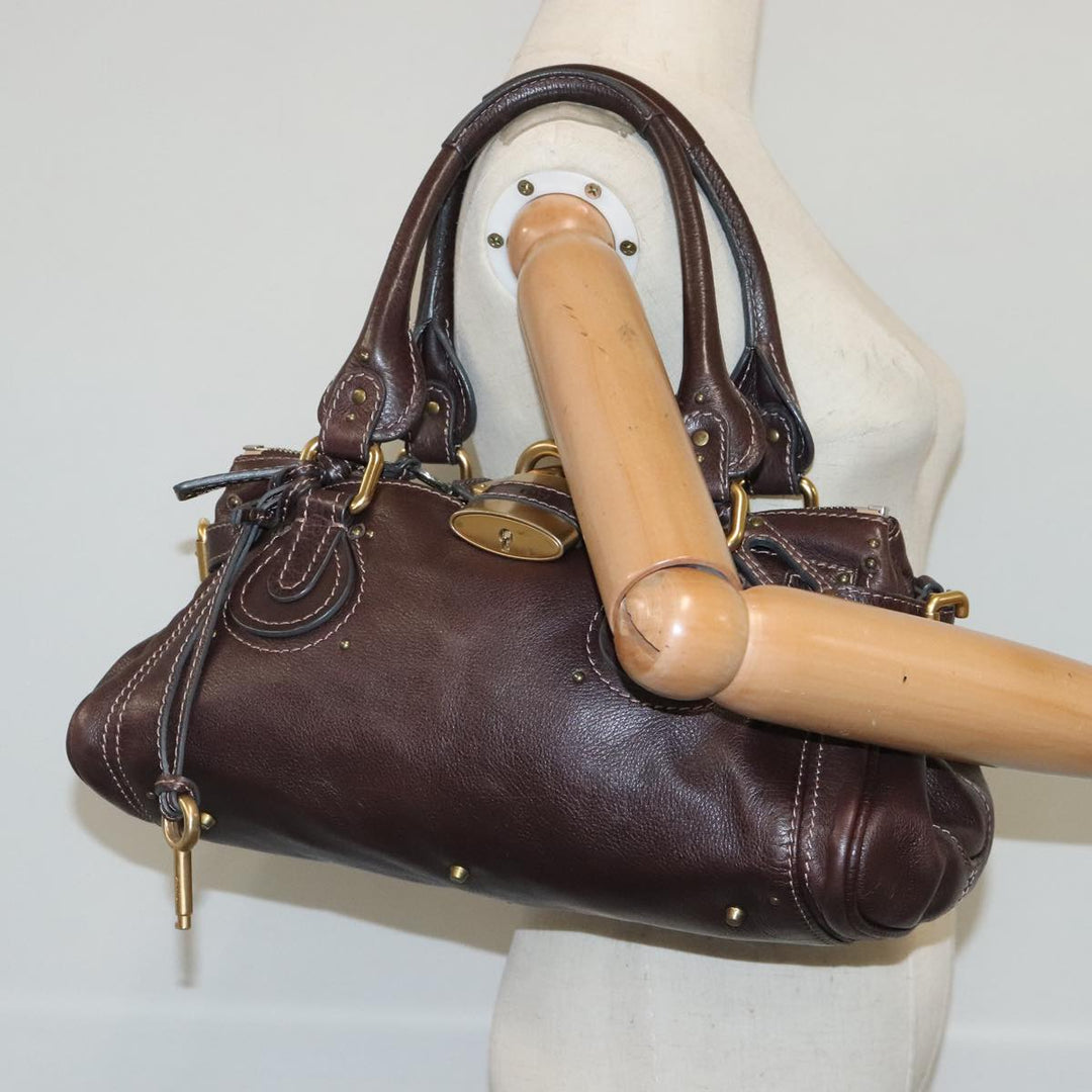 Chloe Paddington Hand Bag Leather Brown Gold am7032