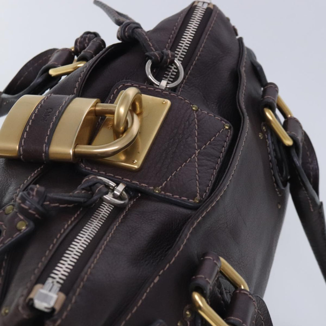 Chloe Paddington Hand Bag Leather Brown Gold am7032