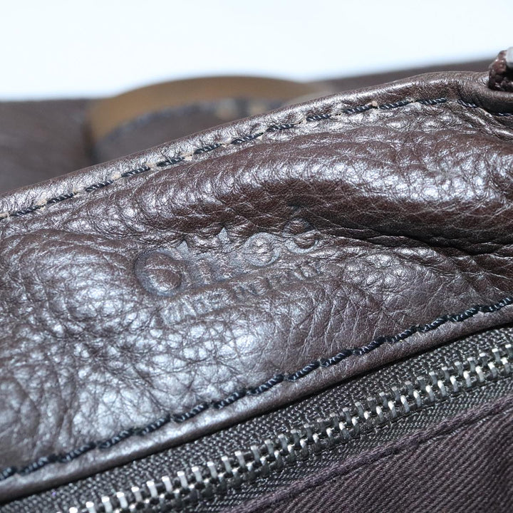 Chloe Paddington Hand Bag Leather Brown Gold Silver am7035