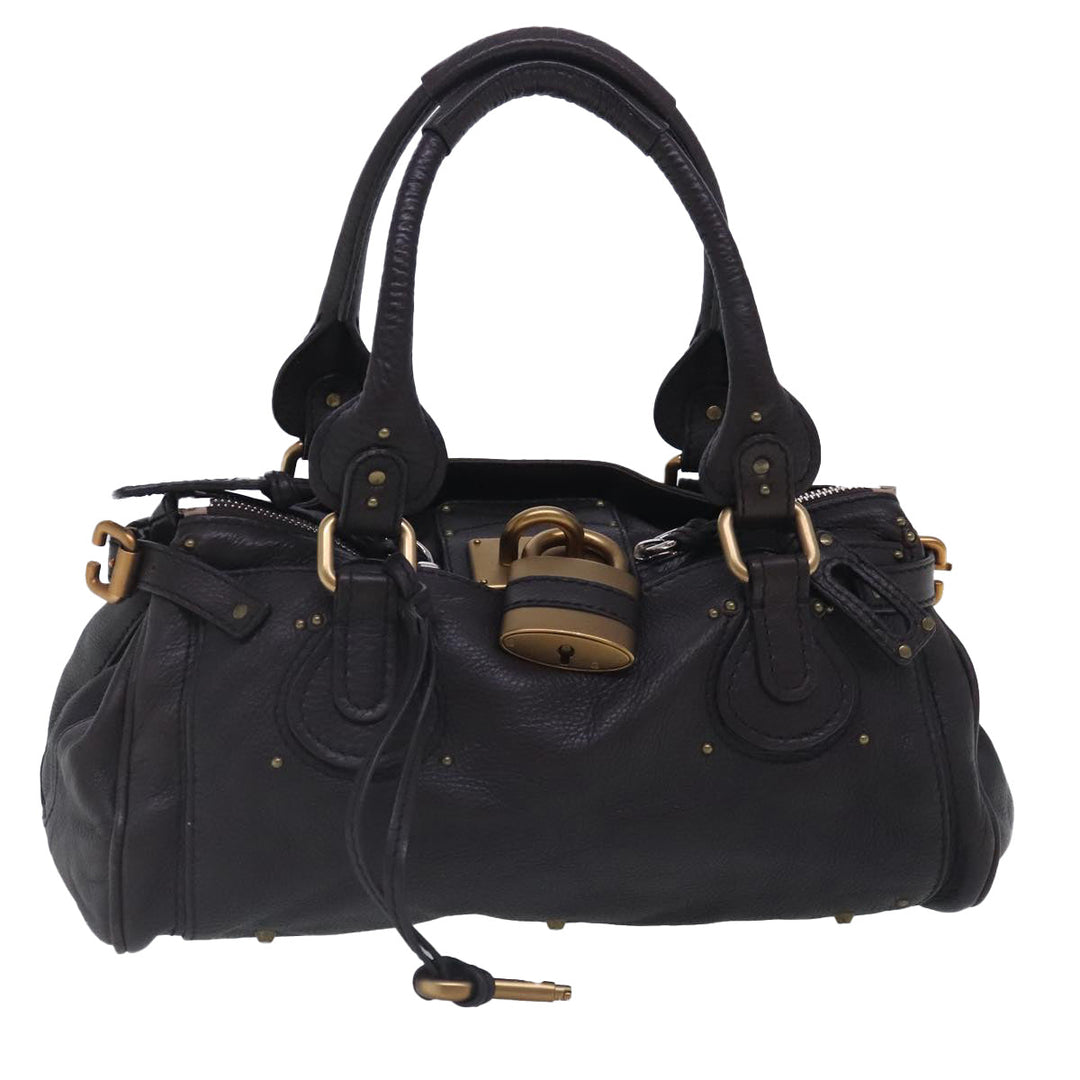 Chloe Paddington Hand Bag Leather Brown Gold Silver am7035