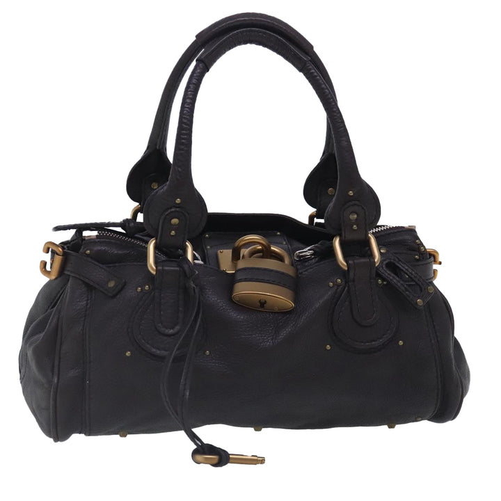 Chloe Paddington Hand Bag Leather Brown Gold Silver am7035
