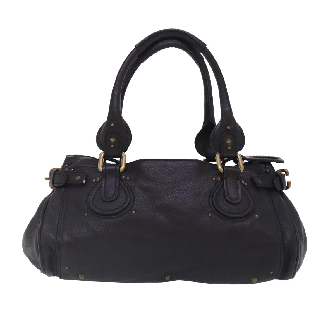 Chloe Paddington Hand Bag Leather Brown Gold Silver am7035