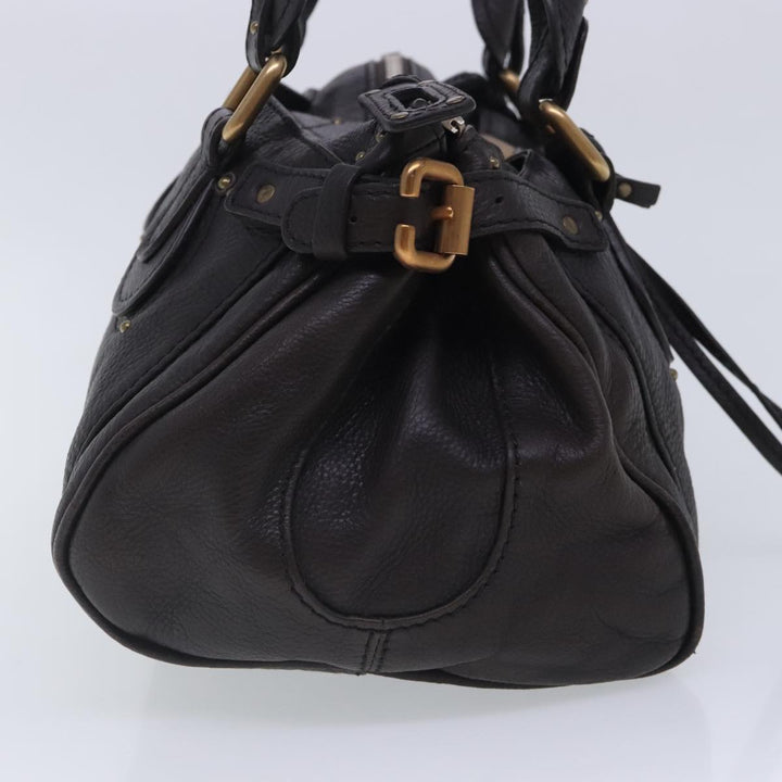 Chloe Paddington Hand Bag Leather Brown Gold Silver am7035