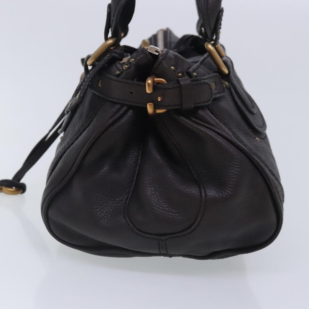Chloe Paddington Hand Bag Leather Brown Gold Silver am7035