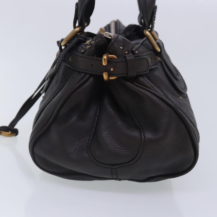 Chloe Paddington Hand Bag Leather Brown Gold Silver am7035