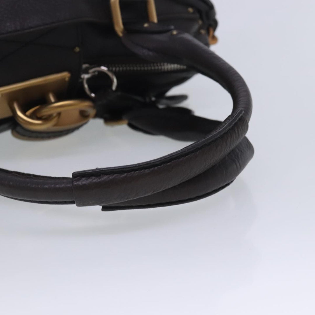 Chloe Paddington Hand Bag Leather Brown Gold Silver am7035