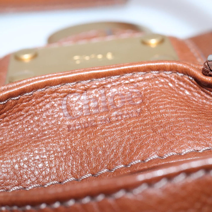 Chloe Paddington Hand Bag Leather Brown Gold Silver am7036