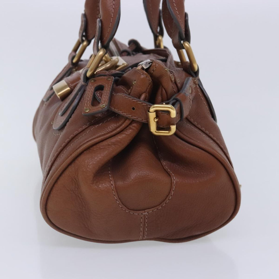 Chloe Paddington Hand Bag Leather Brown Gold Silver am7036