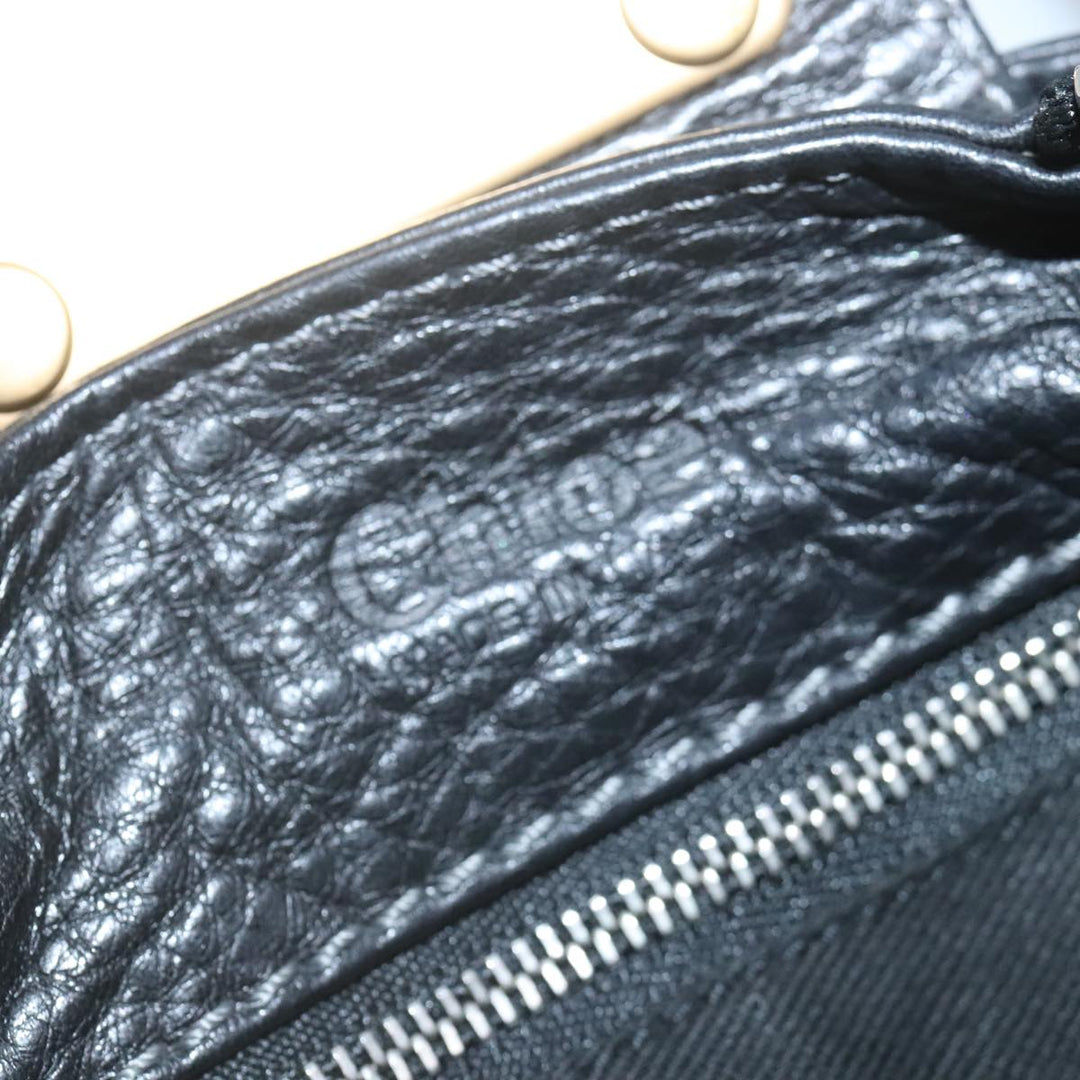 Chloe Paddington Hand Bag Leather Black Gold Silver am7037